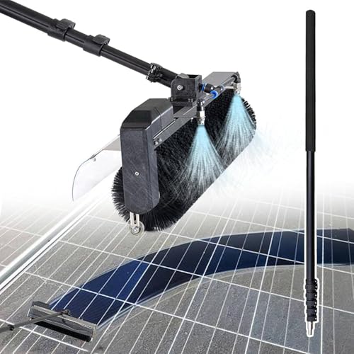 Genérico Limpiador eléctrico telescópico para Paneles solares: Cepillo de Nailon con rociador de Agua automático para una Limpieza eficiente de Paneles fotovoltaicos y letreros Uso Res