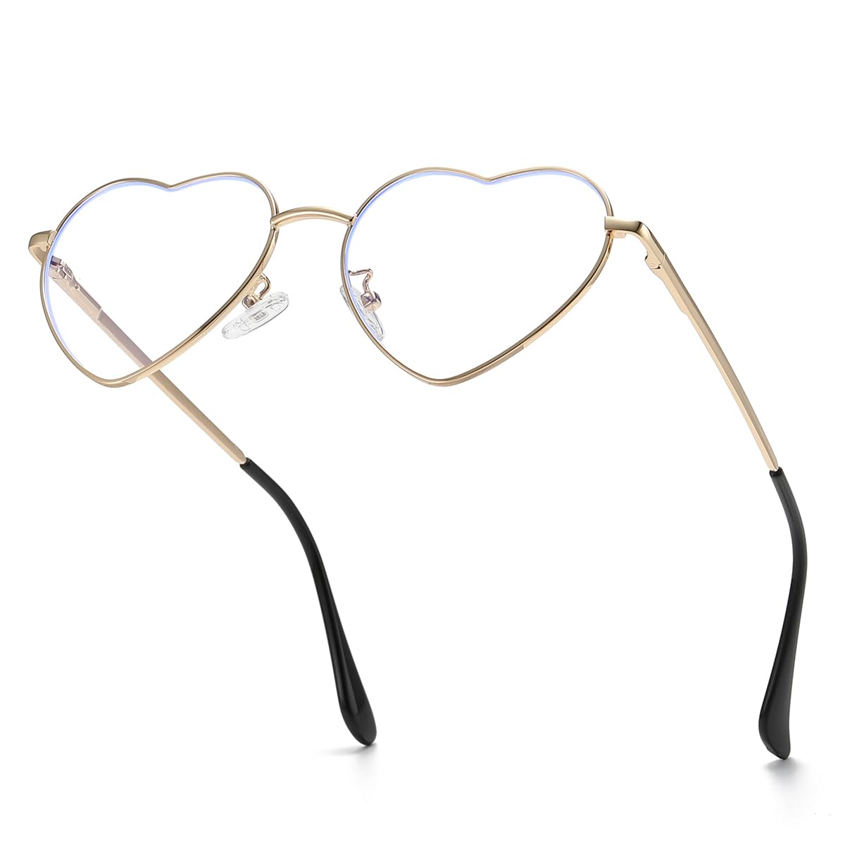 JOVAKIT - Occhiali da vista a forma di cuore con blocco della luce blu, da donna, alla moda, vintage, con montatura in metallo