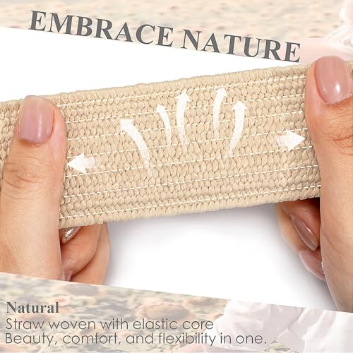 Straw Woven Waist Belt for Women Fashion Ladies Boho Belt for Dress with Gold Buckle2