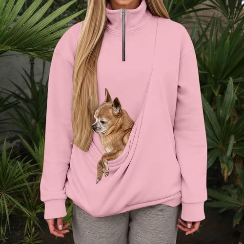 Sudadera con cremallera contra el frío jersey cómodo con bolsillo y soga para llevar gatos XXXL 4
