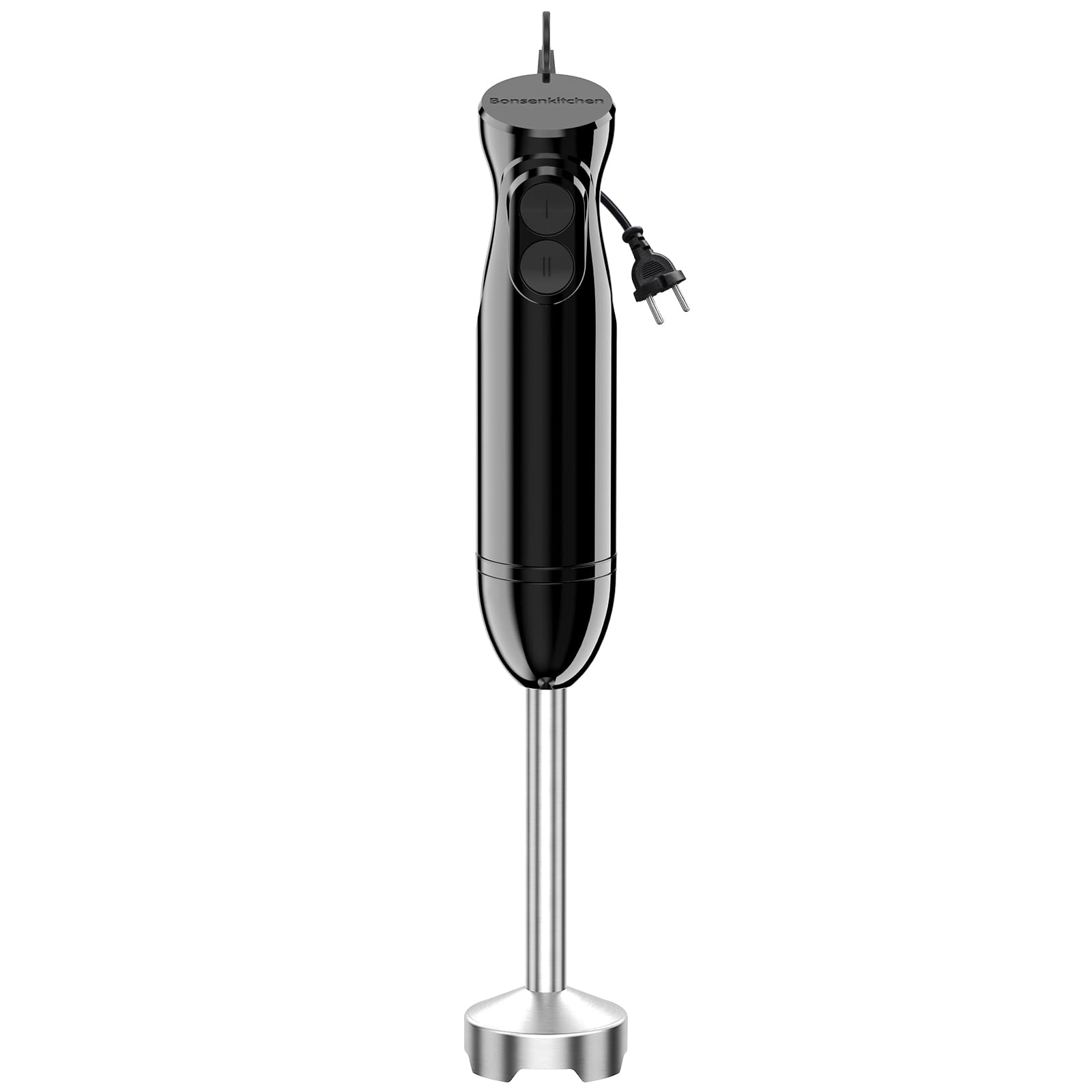 Bonsenkitchen Pürierstab, Stabmixer Elektrischer, 2 Geschwindigkeiten | 1000W Hand Blender, Edelstahl, 4-Klingen-Messer, für Babynahrung, Suppe, Smoothies, Püree, Sauce, Schwarz