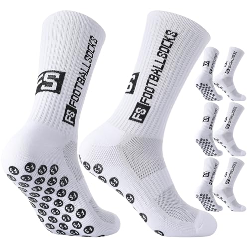 3 Paare Fußballsocken Rutschfeste Sportsocken 40-44 Anti Rutsch Grip Fußball Socken Atmungsaktiv Fussball Socken für Herren Damen Fussball Basketball Laufen Rugby Tennis