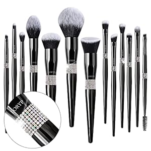 LORYP Makeup Brushes Set -13pcs Diamond Foundation Eye Shadows Eyeliner Brush Concealers Make Up Brush Set for Women(Crystal-Black)