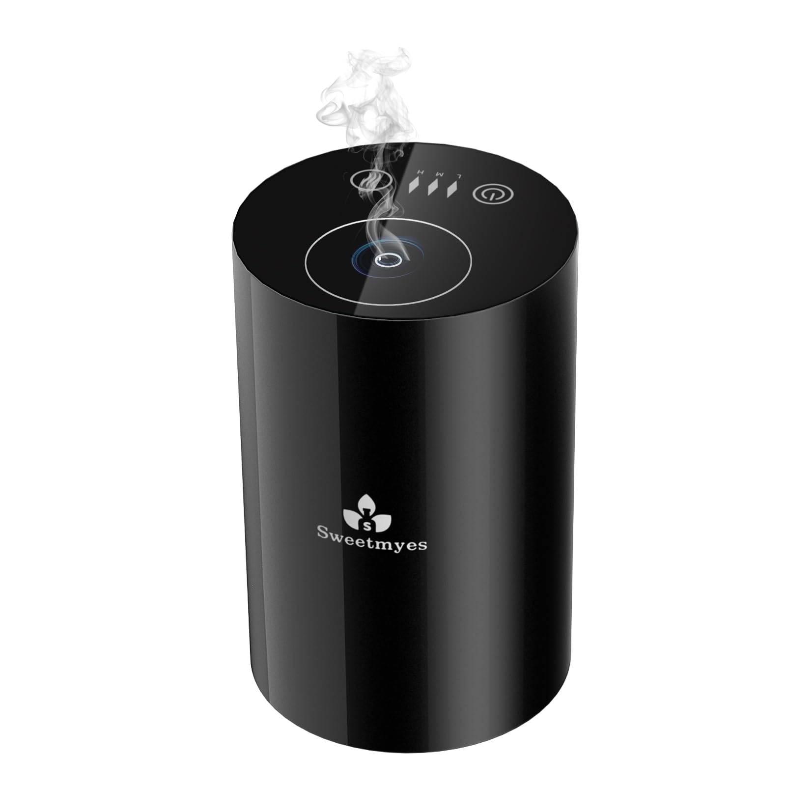 Waterless Diffuser for Essential Oil Nebulizer Battery Operated Mini Scent Air Machine Aromatherapy Atomizing Diffuser 1/2/3H/Time Off 3 Mist Level for Home Cars Office (Black)