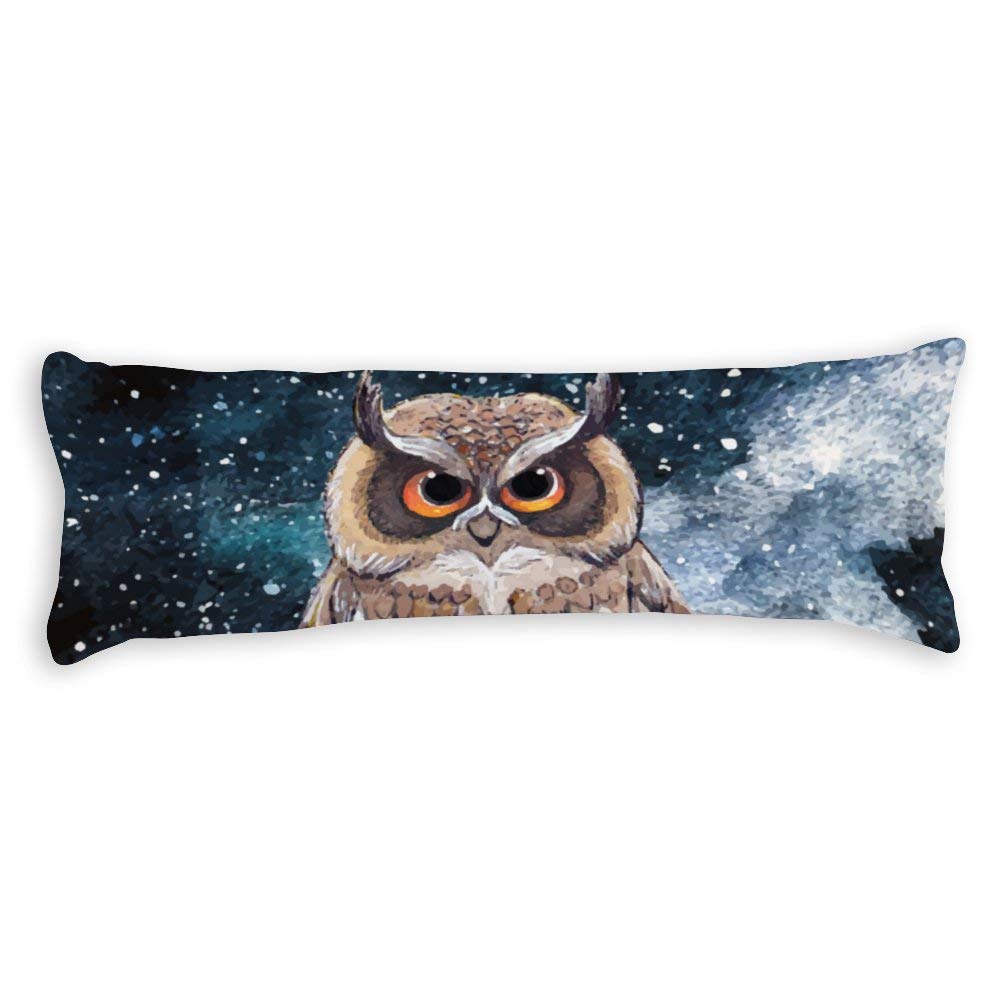 CICIDI Side Sleeper Pillow Cover 40 x 145 cm Galaxy Owl Breathable Cushion Covers with Zip Cotton and Polyester