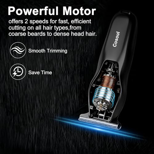 COSOUL Compact Hair Trimmer Clipper Professional, Travel Beard Trimmer for Men, Precision Detailing Face, Mustache & Neck, Small Hair Clipper for Kids, Cordless Portable USB-C