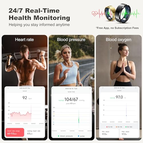 Image of Smart Ring for Women Men,Fashion Modern Minimalist Fitness Ring& Sleep Tracker Ring with Heart Rate,Blood Pressure,5ATM Waterproof Health Ring,No Subscription,Travel-Friendly Couple Gift(Size 8,Black)