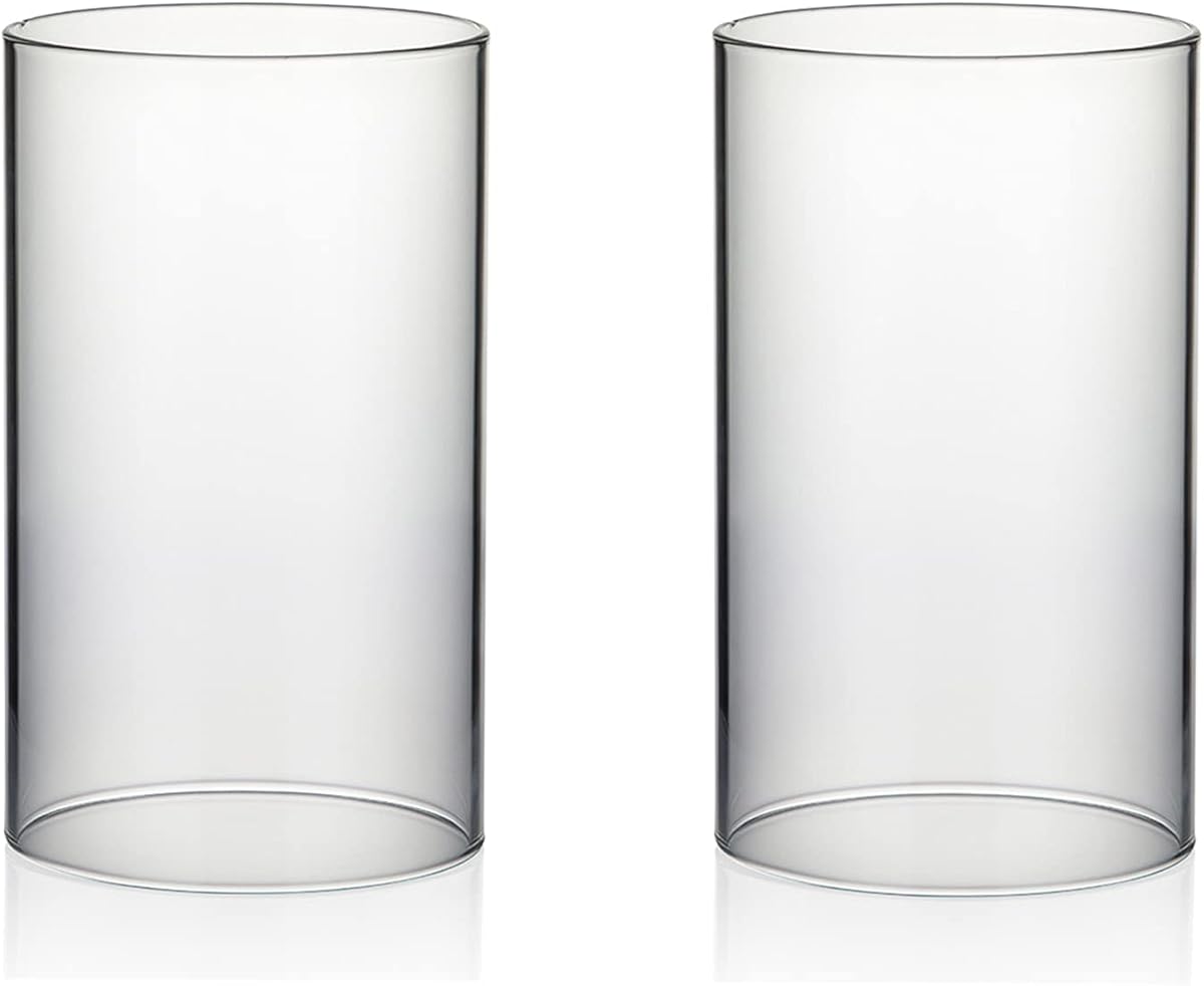 WGVI Hurricane Candle Holder Sleeve, Wide 3.5", Height 6", 2 Pieces, Clear Glass Cylinder Open Both Ends, Chimney Shade Tube (HST3506_2pc)
