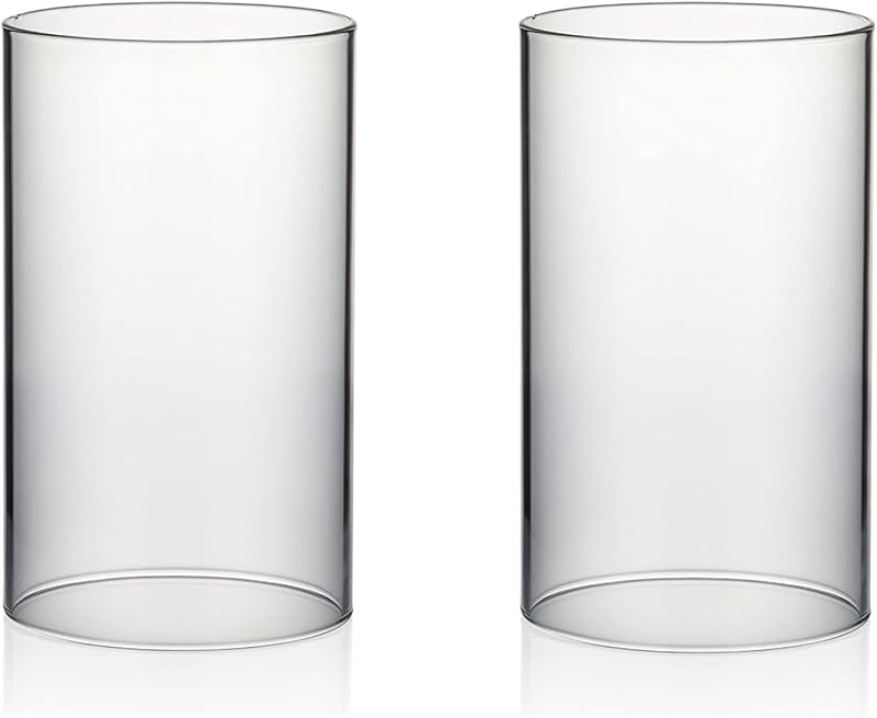 WGVI Hurricane Candle Holder Sleeve, Wide 3.5", Height 6", 2 Pieces, Clear Glass Cylinder Open Both Ends, Chimney Shade Tube (HST3506_2pc)