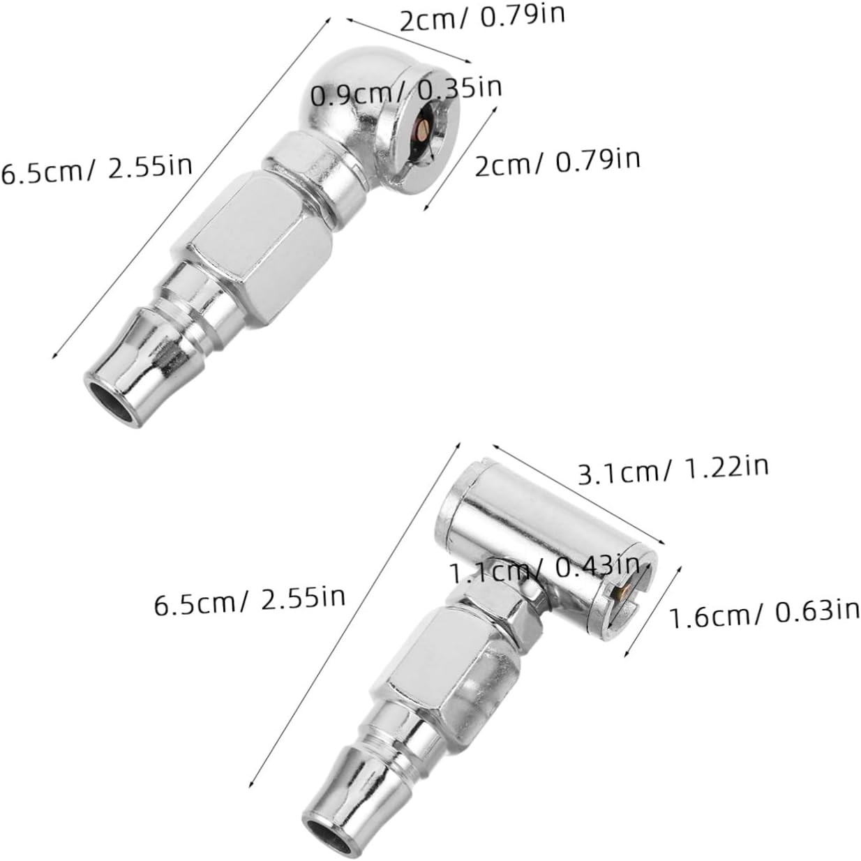 4pcs Heavy Duty Tire Inflator Chuck Adapter Set with Dual Head and Single Head Nozzles for Motorcycle, Electric Bike, and Bicycle Air Pump Inflation Tasks