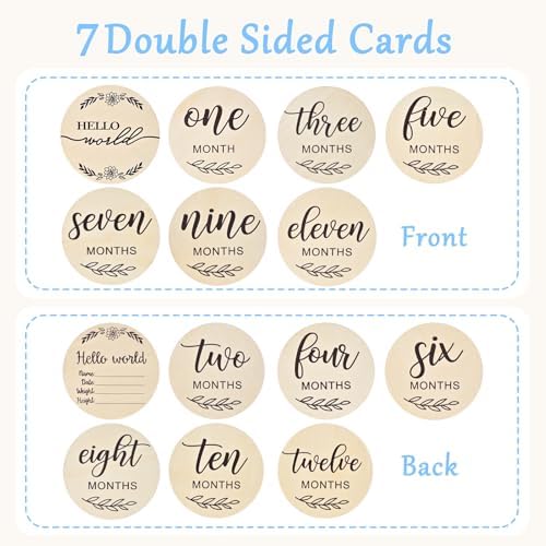 Baby Monthly Milestone Cards,7 Pack Double Side Announcement Sign - 1