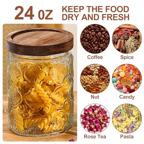 Image of 6-Pack 24 OZ Vintage Glass Jar with Lid, Airtight Food Storage Canisters with Bamboo for Kitchen Counter Pantry, Ideal for Coffee, Candy, Tea, Oats, Sugar, Cookies Decorative Jars