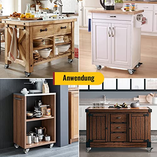 50mm Möbelrollen mit Sicherheitsbremse 4er Set Schwerlastrollen (2 mit Bremsen und 2 ohne) Strandkorbrollen mit 400kg Gesamtkapazität