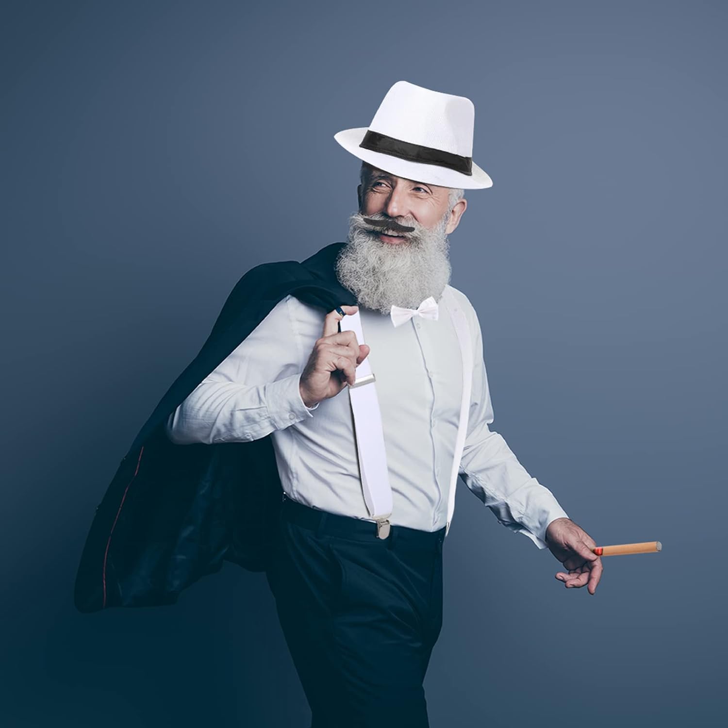 SATINIOR 1920s Mens Costume Roaring Outfit with Gangster Vest Hat Pocket Watch Suspenders for Race Meeting 2026 - Image 4