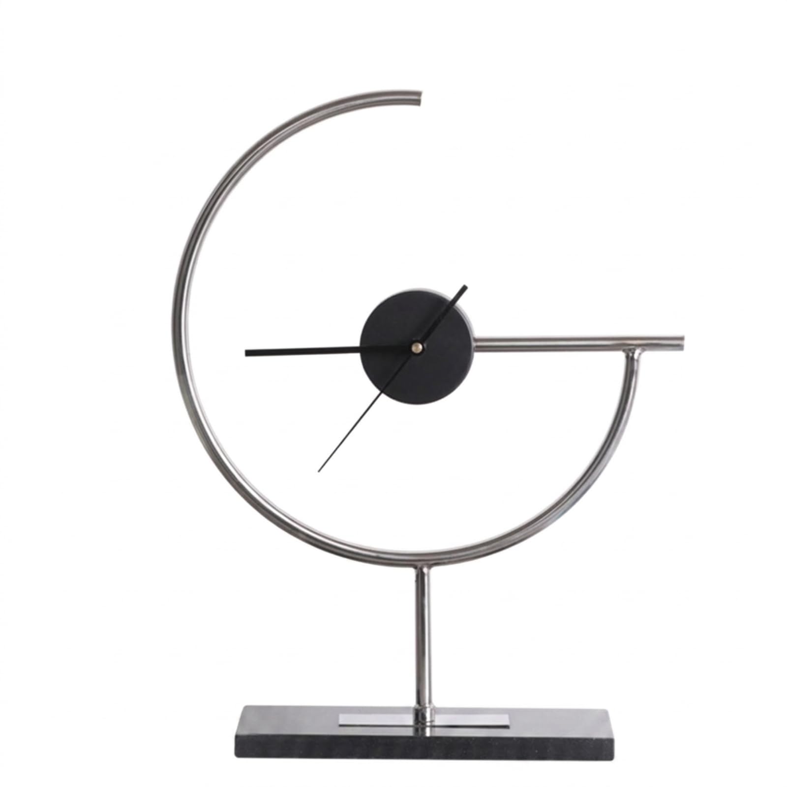 Qianly Tischuhr mit Metallsockel geometrisch Tischuhr mit Metallrahmen freistehend Standuhr für Wohnzimmer