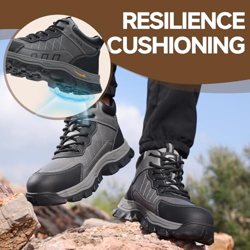 Image of Steel Toe Work Shoes for Men, Lightweight Safety Shoes with Puncture Resistant Midsole, Comfortable Protective Work Shoes for Warehouse Factory Light Construction