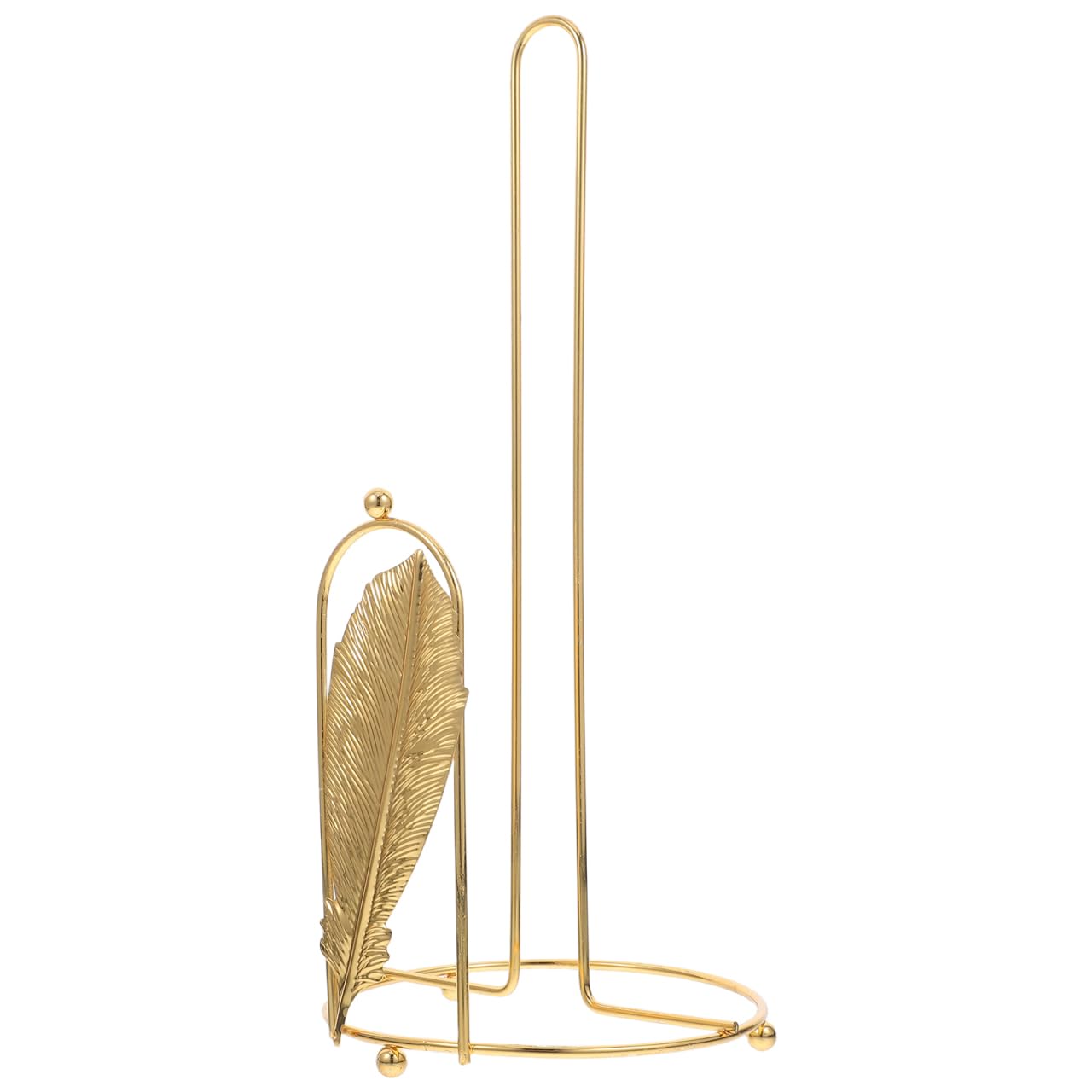 "Amosfun Gold Paper Towel Holder 12.2"" x 5.9"" – Freestanding Feather-Design Farmhouse Rack for Smooth Roll Dispensing, Compact Countertop Storage for Kitchen & Bathroom"
