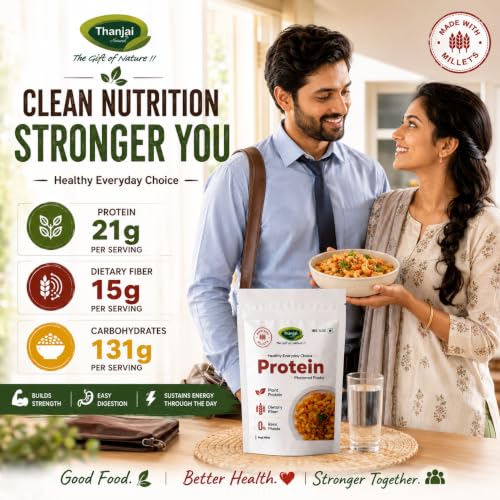 Image of Thanjai Natural Protein Pasta | 22g Plant Protein | 4.7g Dietary Fiber | Zero Maida | Healthy Alternative to Regular Pasta | Ragi Millet | 200g