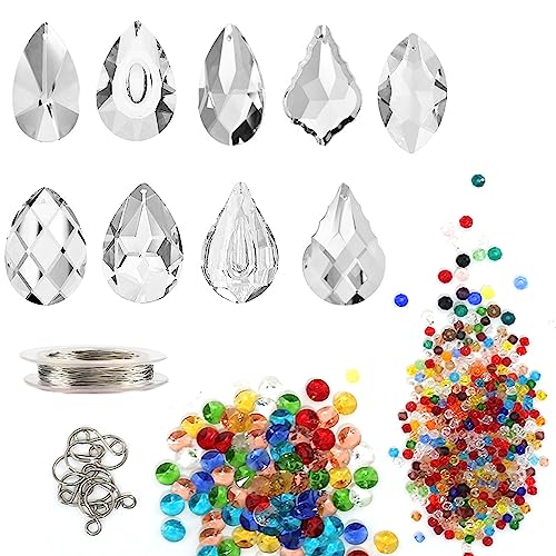 ToBeIT 9pcs Kristall Sonnenfänger Zaubert Lichtreflexe Dekoanhänger selber basteln (H-Mix)
