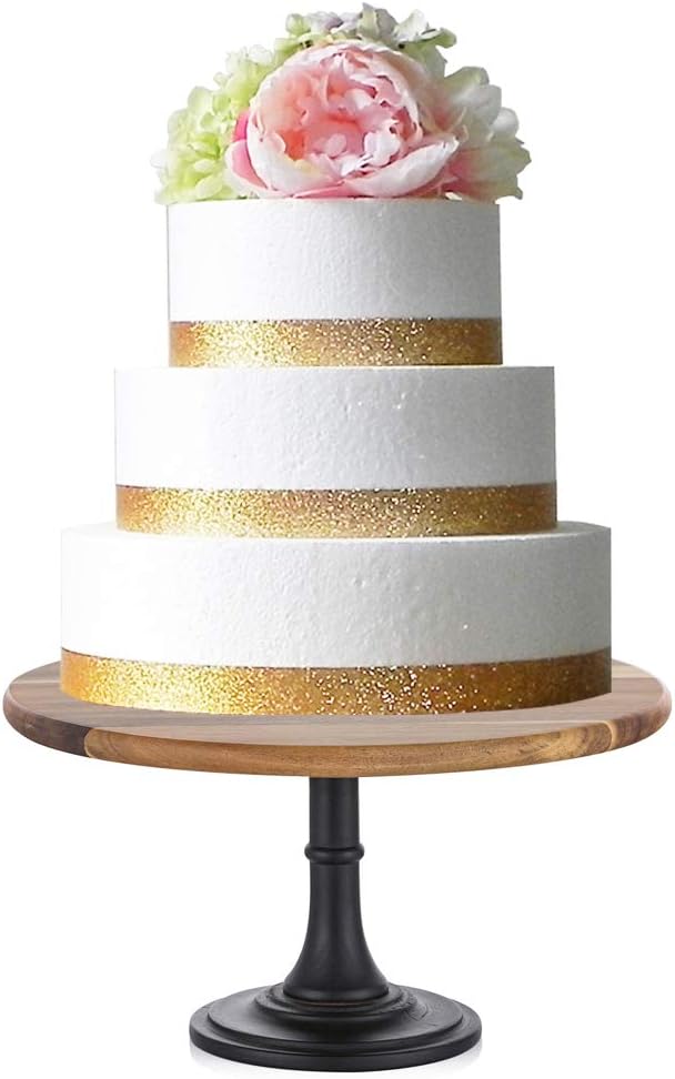 NUPTIO 10 inches/25.5cm Rustic Base of Round Wood Wedding Cake Stand, Wedding Birthday Party Dessert Cupcake Pedestal/Display/Plate : Home & Kitchen