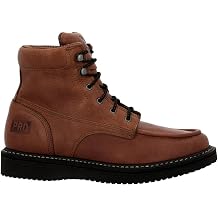 Georgia Boot PRO-Series Mens Work Boots, 6 Moc Toe Wedge, SPR Full-Grain Leather, Midnight Black Non-Marking Outsole, Oil-Resistant Outsole, Welt Construction, Comfortable Soft Toe GB003PRO