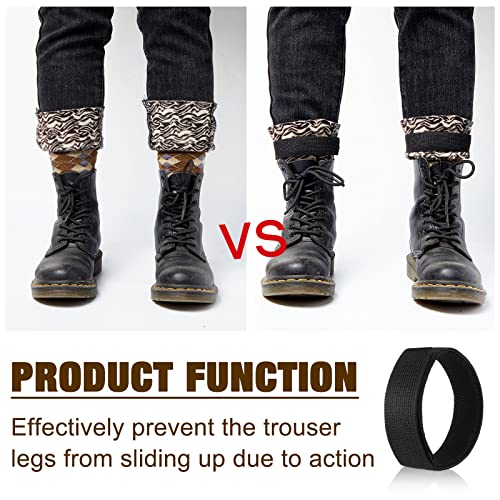 Image of JaGely 2 Pairs Black Boot Blousers Elastic Boot Straps Bands Blousing Straps Ankle Hook and Loop for Hunting Hiking Cycling