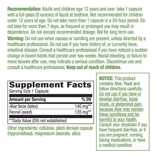 Nature's Way Aloe Latex With Fennel 140 Mg, For Occasional Constipation, 100 Vegan Capsules, Pack Of 2 #TOP2