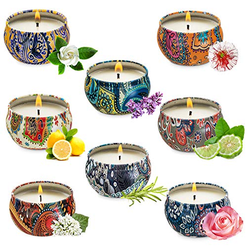 Yuning 8 Velas Juego de Regalo de Velas Perfumadas, 100% Cera de Soja Natural, Vela Aromaticas, Relajación y Alivio de Estrés, Muy Adecuado cumpleaños, Bodas y Navidad
