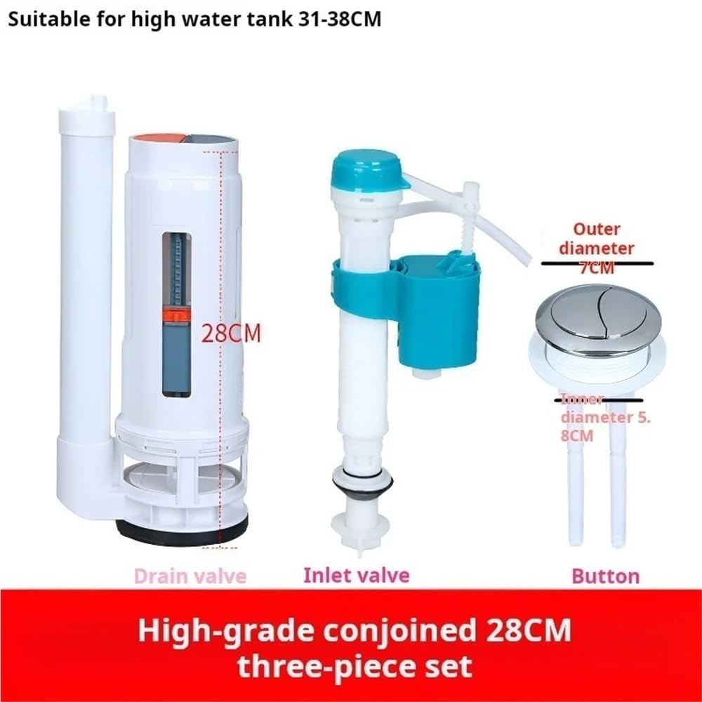 1 Juego de accesorios for cisterna de válvula de drenaje de llenado, componentes de reparación de tanque de agua de inodoro de doble descarga, accesorios(28cm)