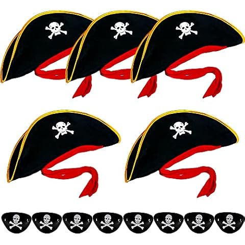 SGBETTER 13 Pack Halloween Pirate Hat and Eye Patch Set Pirate Accessories for Halloween Party Decoration Pirate Theme Party Cosplay Masquerade Costume Props Cover