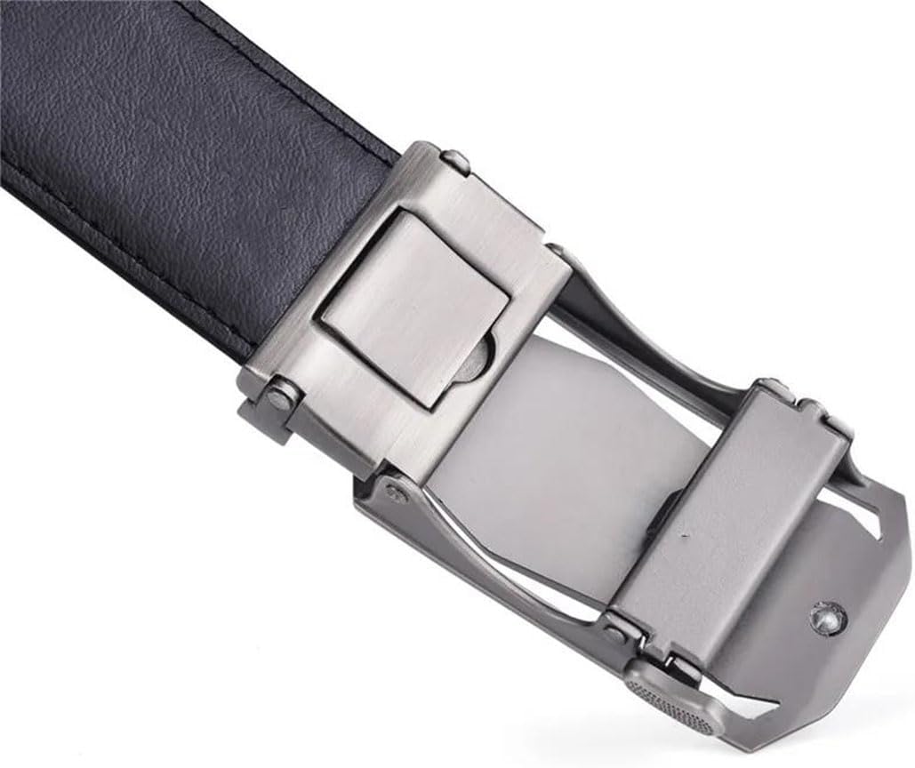 Men's Plus Size Leather Dress Belt With Slide Click Automatic Buckle Casual Formal Jeans Pants