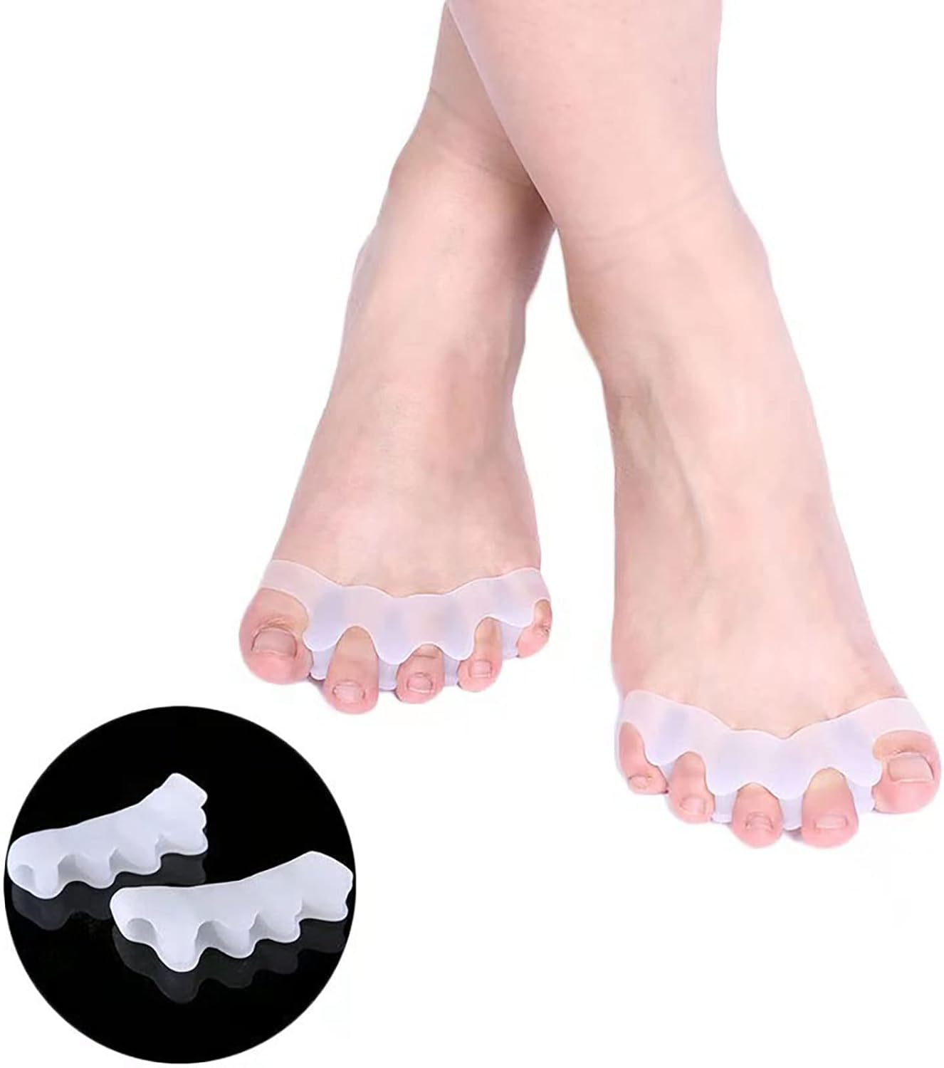 Gel Toe Separators - Bunion Corrector for Women & Men Orthopedic Bunion Splint & Big Toe Straightener for Hallux Valgus Day & Overnight Support (White)