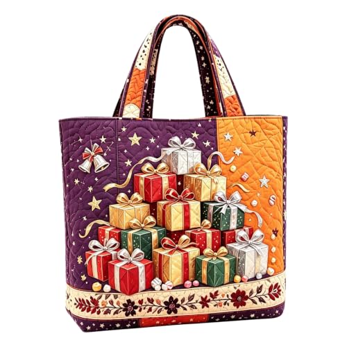 Christmas Quilted Handbag Women Large Capacity Digital Print Holiday
