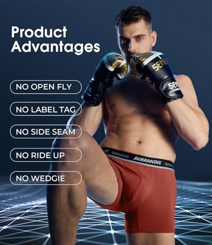 Image of BAMBOO COOL Mens Underwear Trunks for Man Soft Waistband Open-fly Support Briefs(3 or 4 pack)