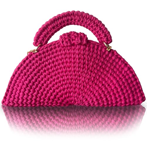 Image of Evening Clutch Bag for Women, Handmade Crochet Wedding Party Purse, Small Flap Formal Crossbody Handbag Evening Clutch