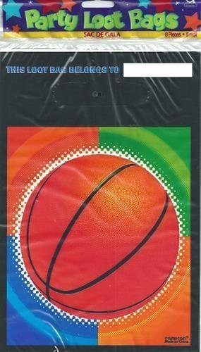 Sac surprise basket-ball pour fête sportive | Lot de 8 sachets de bonbons 6,5 x 10 pouces