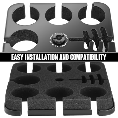 Image of Facmogu Multi Microphone Holder, Square Tray Mics Holder with Cable Slots Holds Up to 7 Mics, Aluminum Multi Mic Holder for Organize and Display, Wired and Wireless Mic Holder (Color Ring Not Include)