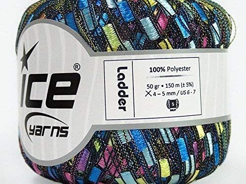 Spring Ladder Ice Blue Green Pink Lilac Yellow Trellis Ribbon Yarn 50gr 21180