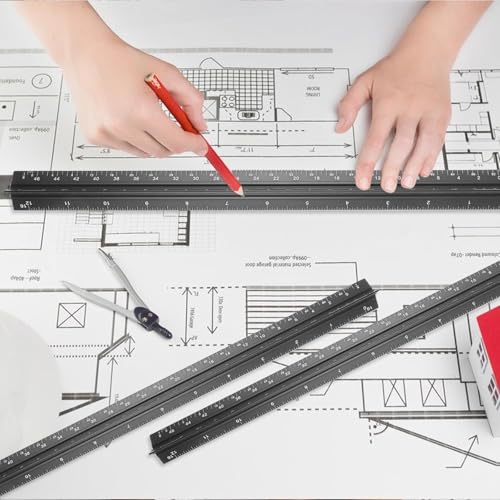 Architectural Scale Ruler,Aluminum Triangular Scale Ruler 30cm,Durable & Precise Scaleruler Architect,Scaleruler 1:20 1:25 1:50 1:75 1:100 1:125,for Architects,Students,Draftsman and Engineers(Black) - Image 6