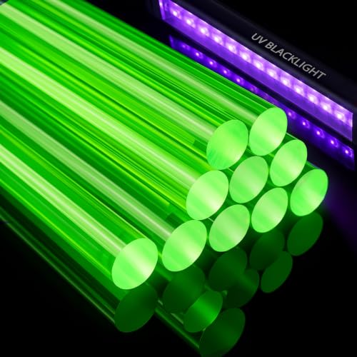 Image of Junkin 10 Pcs 1 /4 inch x 12 inch Fluorescent Green Acrylic Round Rods Acrylic Glass Plastic Rods, for LED Light Diffuser Strips, Display Stand Supports, Model Building, Home Decor, Aquarium Dividers