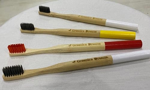 Greenica Dreams Cepillo de dientes de bambú respetuoso con el medio ambiente, biodegradable, cerdas suaves, cuidado personal, uso diario, paquete