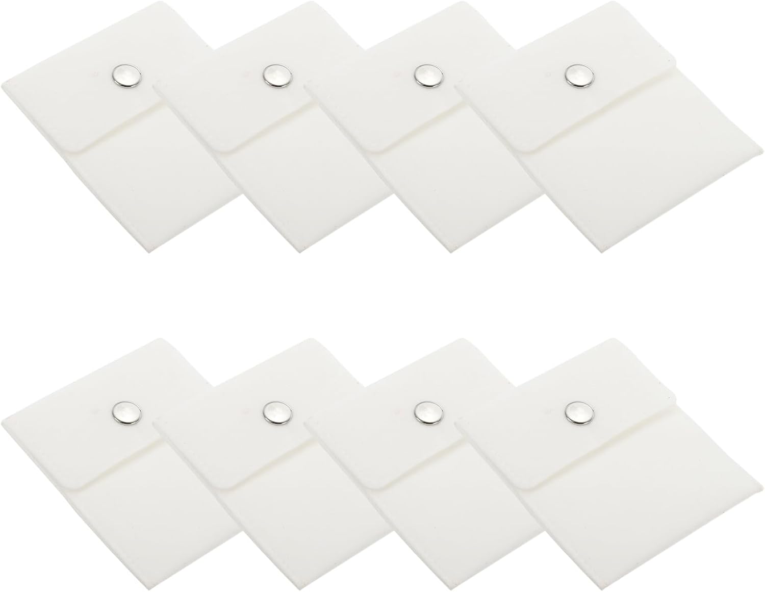 PATIKIL 3.5x4 Inch Velvet Jewelry Pouch, 8 Pack Velvet Pouches Snap Button Portable Storage Bag for Earrings Bracelets Necklaces Rings Watch, White