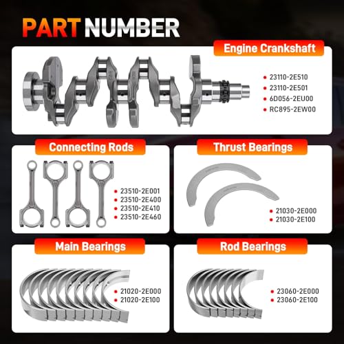 GDUKOP Engine Crankshaft Connecting Rod Bearings Kit Compatible with Kia Forte 2.0L 2017-2021, Hyundai Elantra Kona Veloster 2.0L 2016-2021, Replace# 23110-2E510 23110-2E501 23510-2E001 23510-2E460 by GDUKOP - Used condition - Image 5
