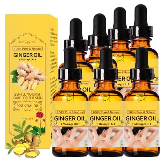 7 Pack Lymphatic Drainage Ginger Oil, Belly Drainage Ginger Oil Massage Oil,Natural Plant Aroma Oil Ginger Essential Oil, Ginger Oil Lymphatic Drainage Massage Oil, Ginger Oil for Swelling 7*30ML