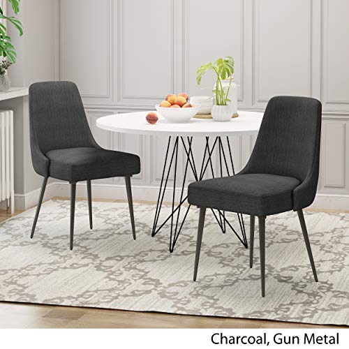 Dawn Modern Fabric Dining Chairs (Set Of 2), Charcoal #TOP2