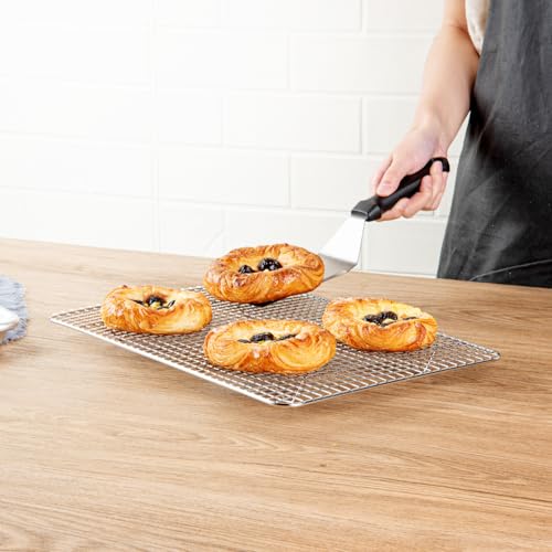 Restaurantware-Met Lux 9.8 x 14.8 Inch Wire Baking Rack, 1 Heavy-Duty Oven Wire Rack - Fits Jelly Roll Pan, Dishwashable, Stainless Steel, Elevated Feet, Oven-Ready Up To 575F by Restaurantware - Used condition - Image 5