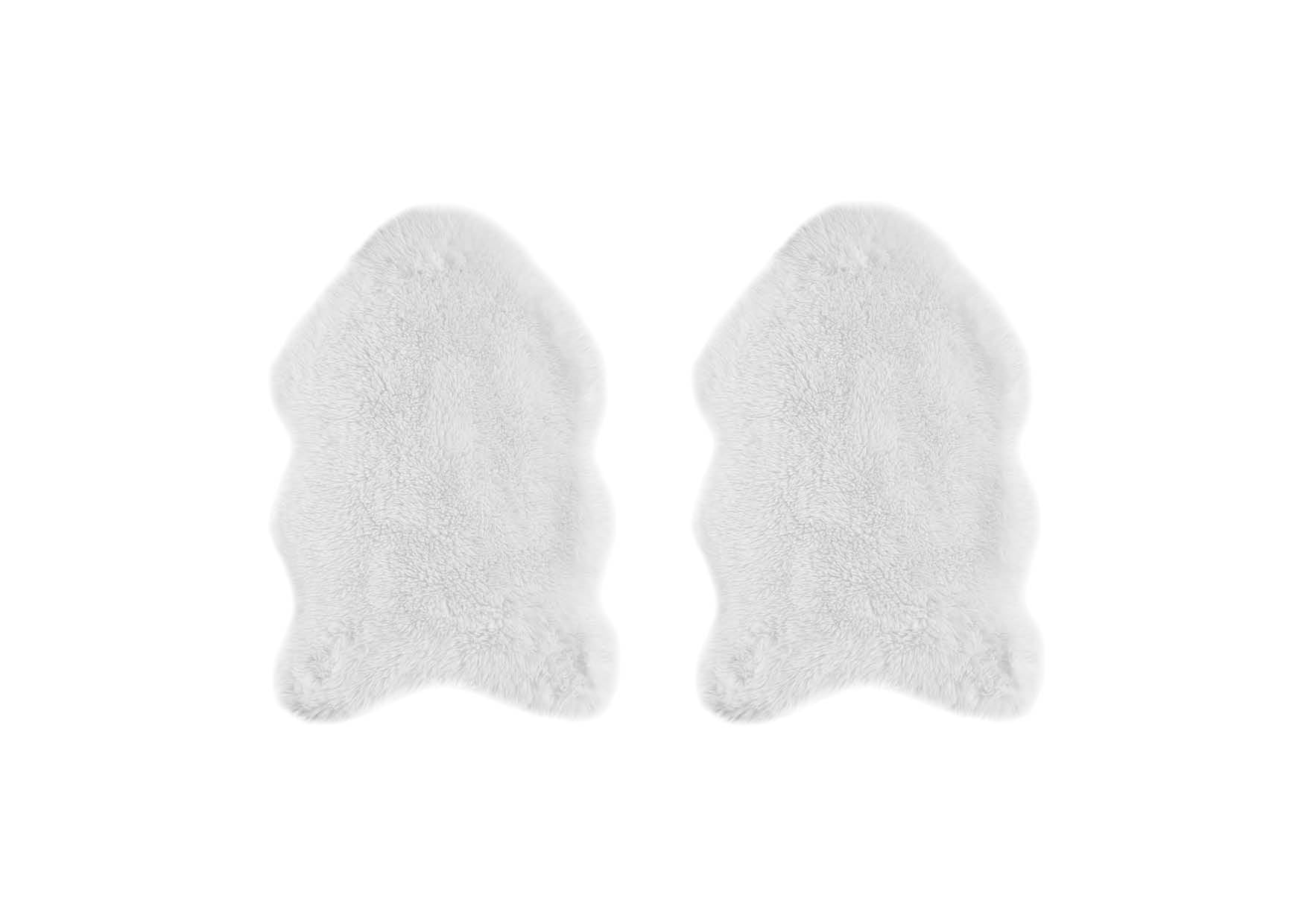andiamo Alpa Lot de 2 Tapis en Fourrure synthétique Confortable à Poils Longs - Hauteur des Poils : 35 mm - Doux et Moelleux - Blanc - 50 x 80 cm