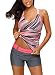 Jersri Women Tankini Tops,Multicolor Printed Strappy Racerback Swim Tops,Without Bottoms