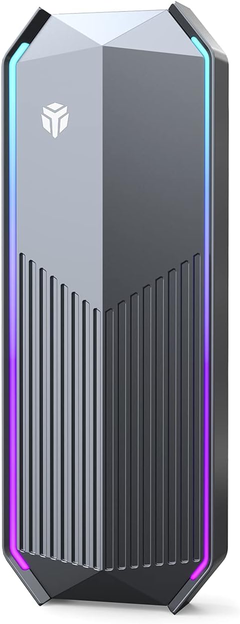 Yottamaster RGB M.2 NVMe Enclosure-Up to 990MB/s, Gamer-Focused Aluminum NVMe Enclosure USB3.1 Type-C External M.2 NVMe Adapter for M-Key & M+B Key 2230/2242/2260/2280 SSD, UASP Supported - [WA1]