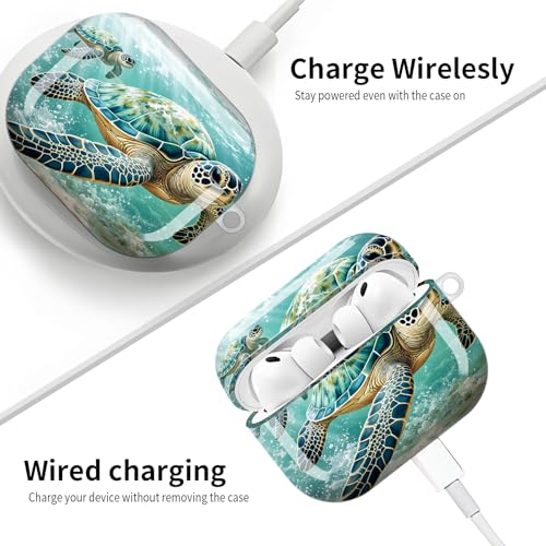 ZLNYYWN Shockproof Case Compatible with AirPods Pro 3 (2025) with Keychain, Unique Graphic Art Cover for Men & Women, Daily Commute, Wireless Charging Ready(Turtle Sea Water Art) by ZLNYYWN - Used condition - Image 5